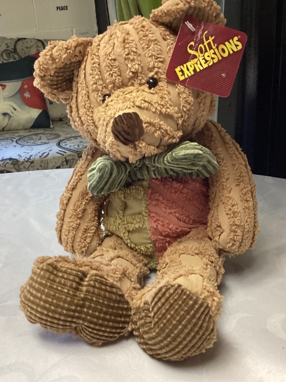 SOft expressions chenille teddy bear. RETIRED. TOO CUTE BOY BEAR